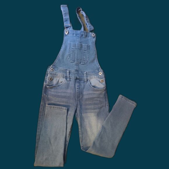 Girls Faded Mildly Distressed Denim‎ Jean Overalls by YMI Size 7 - Picture 1 of 8